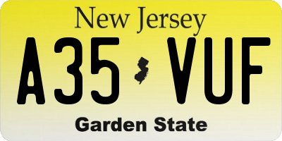 NJ license plate A35VUF