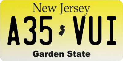 NJ license plate A35VUI