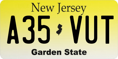 NJ license plate A35VUT