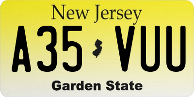 NJ license plate A35VUU