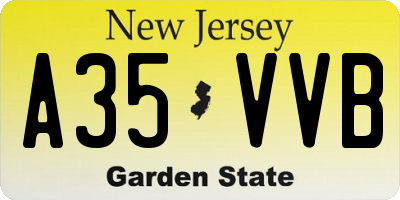 NJ license plate A35VVB