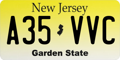 NJ license plate A35VVC