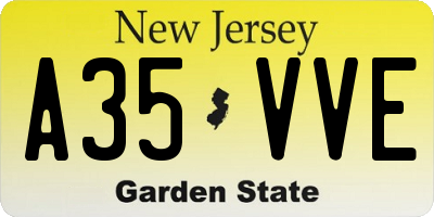 NJ license plate A35VVE