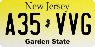 NJ license plate A35VVG