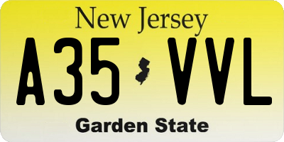 NJ license plate A35VVL