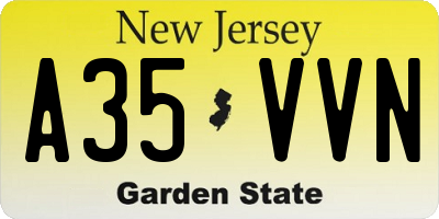 NJ license plate A35VVN