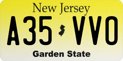 NJ license plate A35VVO