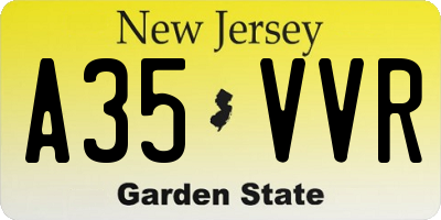 NJ license plate A35VVR
