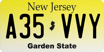 NJ license plate A35VVY