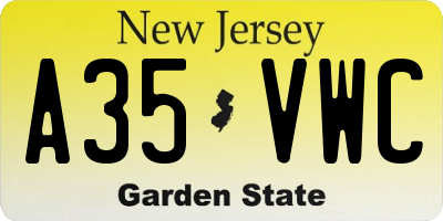 NJ license plate A35VWC
