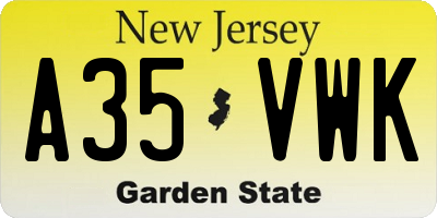 NJ license plate A35VWK