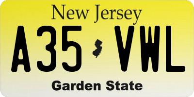 NJ license plate A35VWL
