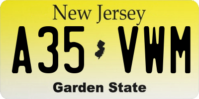 NJ license plate A35VWM