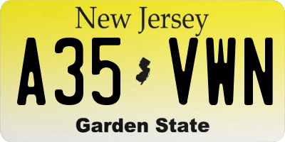 NJ license plate A35VWN