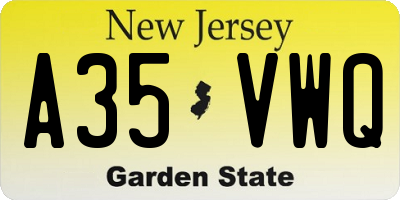 NJ license plate A35VWQ