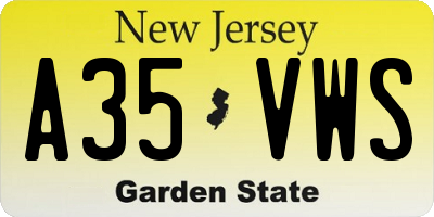 NJ license plate A35VWS