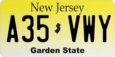 NJ license plate A35VWY