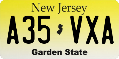 NJ license plate A35VXA