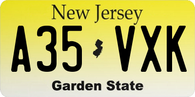 NJ license plate A35VXK