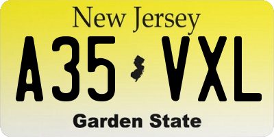 NJ license plate A35VXL