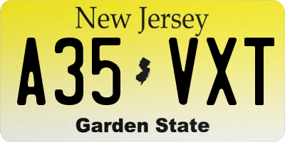 NJ license plate A35VXT