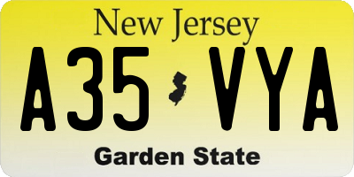 NJ license plate A35VYA
