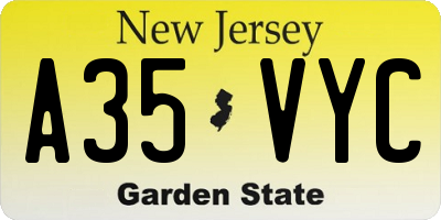NJ license plate A35VYC