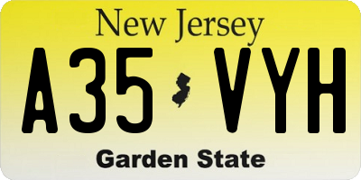 NJ license plate A35VYH
