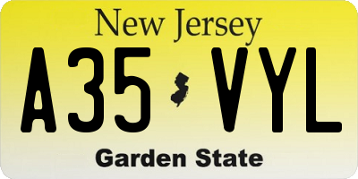 NJ license plate A35VYL