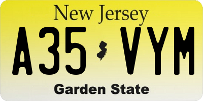 NJ license plate A35VYM