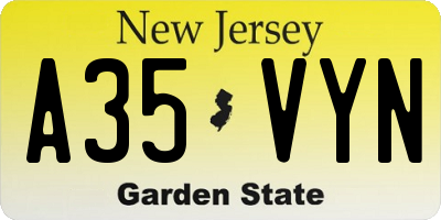 NJ license plate A35VYN