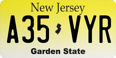 NJ license plate A35VYR