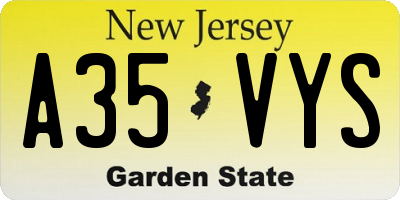 NJ license plate A35VYS