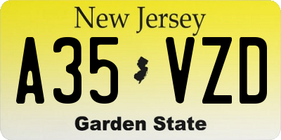 NJ license plate A35VZD