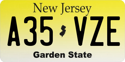NJ license plate A35VZE