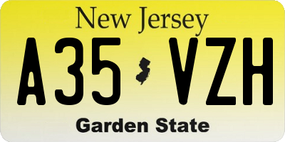 NJ license plate A35VZH