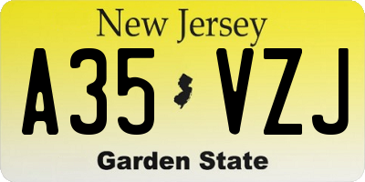 NJ license plate A35VZJ