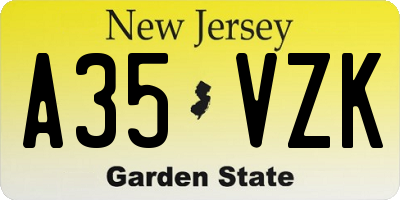 NJ license plate A35VZK