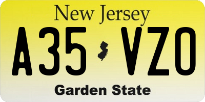 NJ license plate A35VZO
