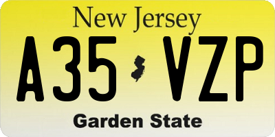 NJ license plate A35VZP