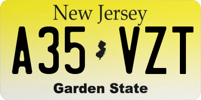 NJ license plate A35VZT