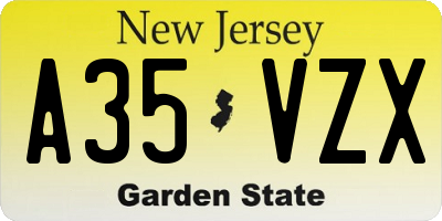 NJ license plate A35VZX