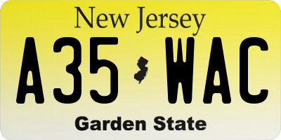 NJ license plate A35WAC