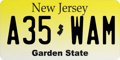 NJ license plate A35WAM