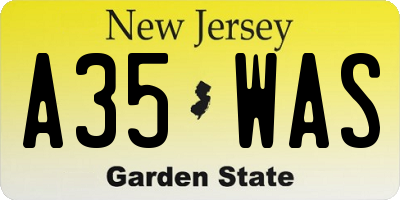NJ license plate A35WAS