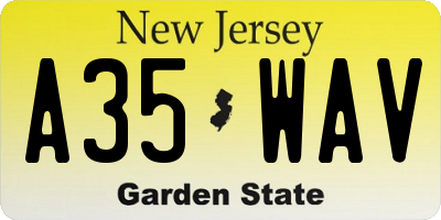 NJ license plate A35WAV