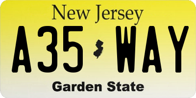 NJ license plate A35WAY