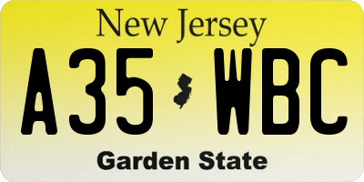 NJ license plate A35WBC