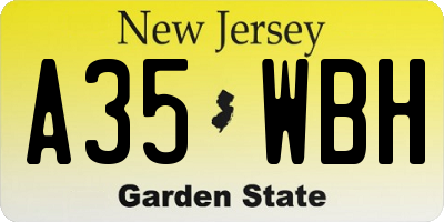 NJ license plate A35WBH