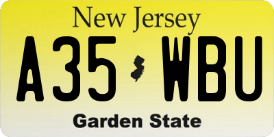 NJ license plate A35WBU
